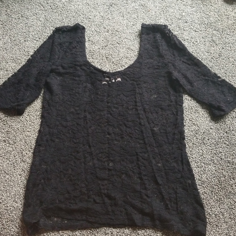 Sheer lace black top